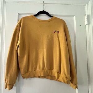 Yellow Crew Neck Sweatshirt with Ribbed Cuffs